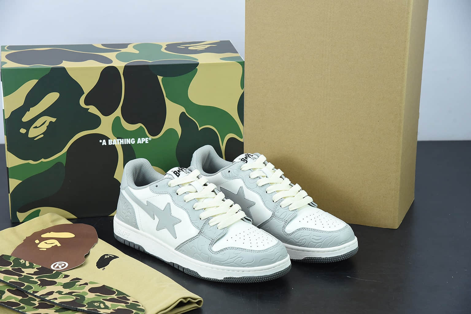 Human Made Bape Sta Sk8 To Nigo 潮流教父Nigo品牌灰色猿人头经典滑板百搭休闲运动板鞋纯原版本 货号： 1G70191034