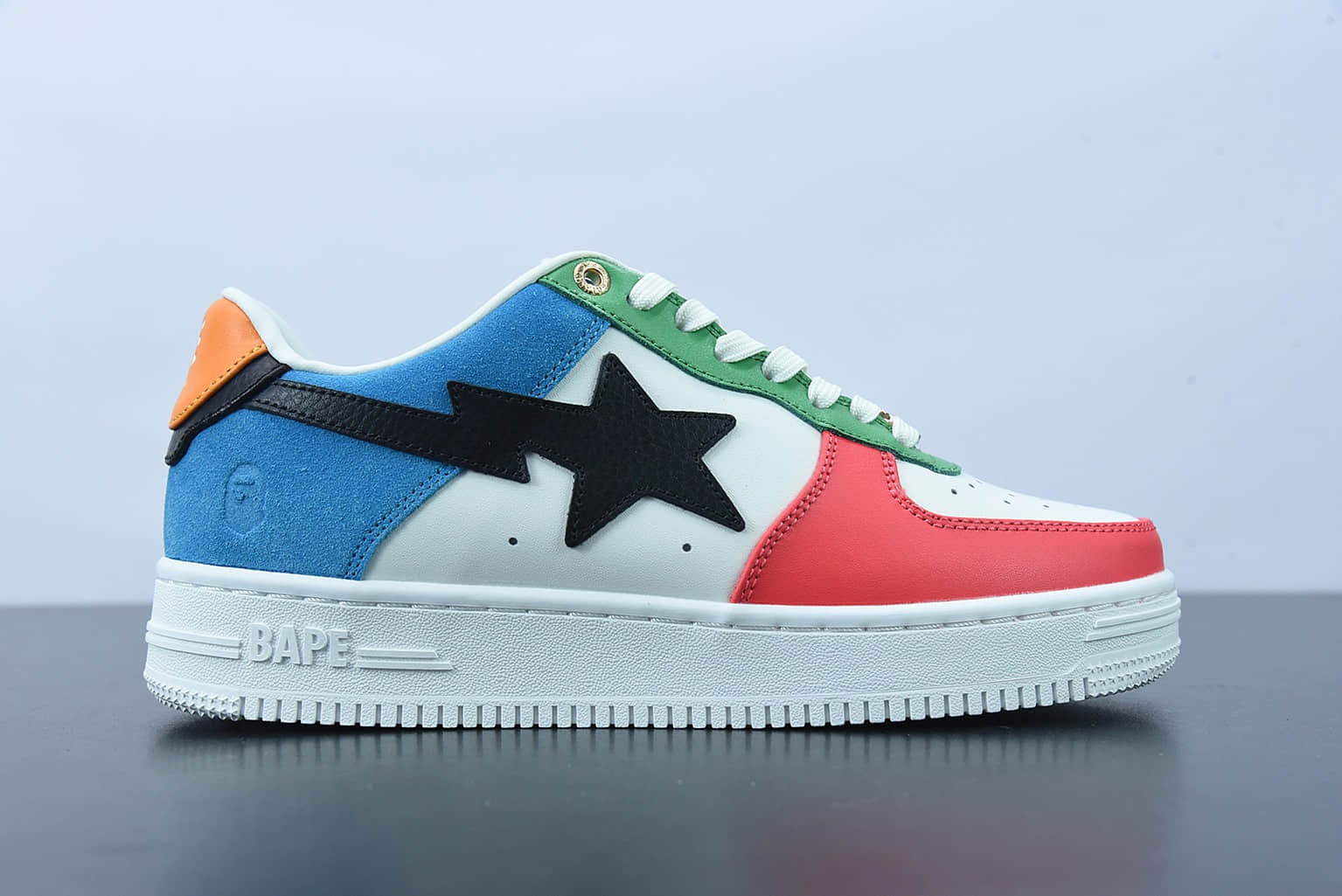 Human Made Bape Sta Sk8 To Nigo 潮流教父Nigo品牌彩虹色猿人头经典滑板百搭休闲运动板鞋纯原版本 货号：1H20191048