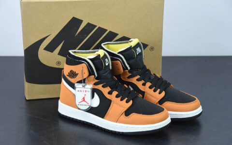 乔丹Air Jordan 1 High Zoom AJ1 乔1黑小麦色高帮休闲板鞋纯原版本 货号：CT0978-002