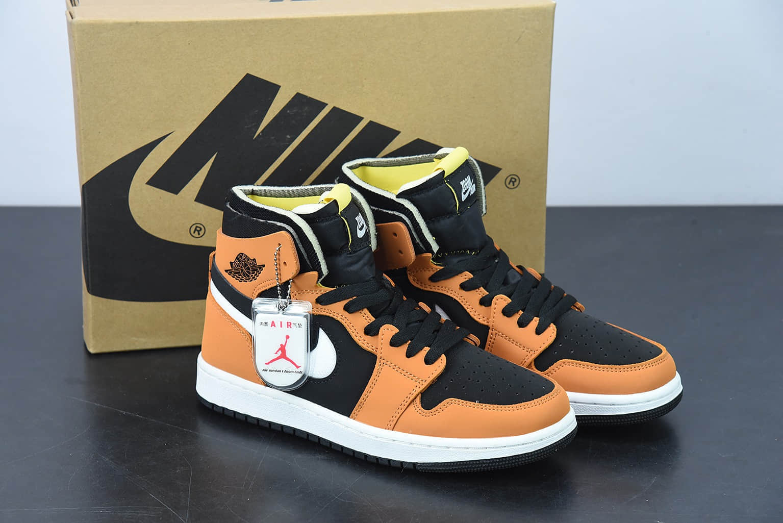 乔丹Air Jordan 1 High Zoom AJ1 乔1黑小麦色高帮休闲板鞋纯原版本 货号：CT0978-002