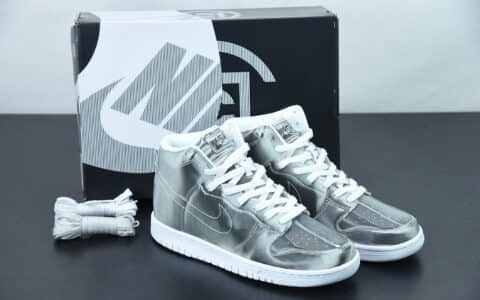 耐克 Nike Clot x Nike Dunk High ICE 冠希联名金属银闪卡配色高帮滑板鞋纯原版本 货号：DH4444-900