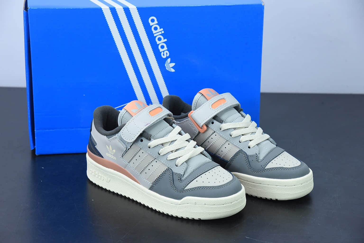 阿迪达斯 Adidas originals Forum 84 Low Concrete“混凝土”灰橙罗马系列魔术贴低帮复古系带百搭休闲运动板鞋纯原版本 货号：GX4576