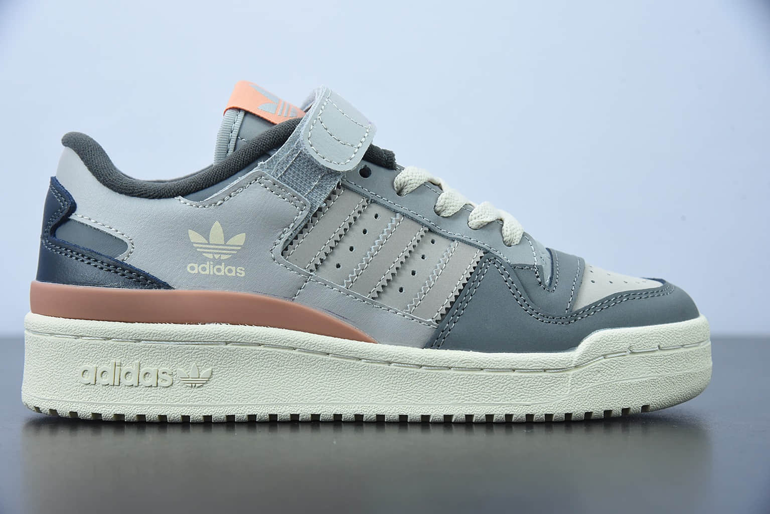 阿迪达斯 Adidas originals Forum 84 Low Concrete“混凝土”灰橙罗马系列魔术贴低帮复古系带百搭休闲运动板鞋纯原版本 货号：GX4576