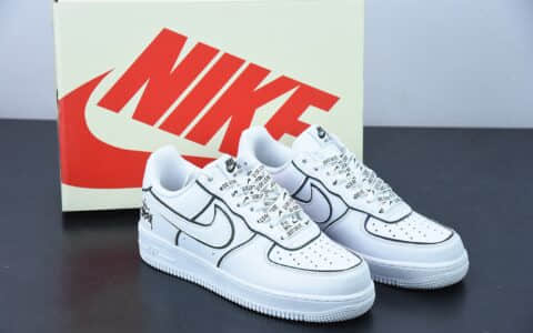 耐克 Nike Stussy x Nk AF 1 Low 斯图西联名白炫彩反光满天星空军一号低帮休闲板鞋纯原版本 货号：BQ6425-109