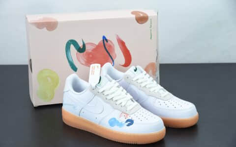 耐克 Nike Mayumi Yamase x Nk Flyleather AF1'07 Low 手绘涂鸦空军一号低帮休闲板鞋纯原版本 货号：DB3595-100