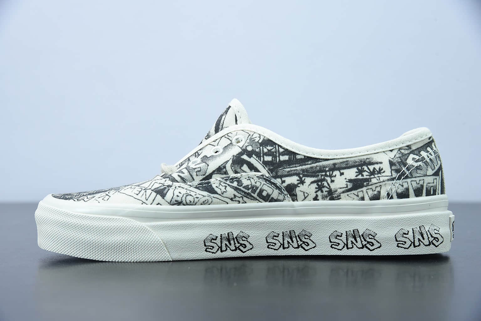 万斯 VANS SNS x Vans Authentic 联名合作款黑白涂鸦低帮休闲板鞋纯原版本 货号：VN0A4BV9676