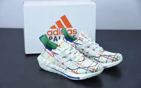 阿迪达斯 Adidas Palace x AD Ultra Boost ub2021Festive Multicolor 针织白彩袜套式针织鞋面休闲运动慢跑鞋纯原版本 货号：GY5556