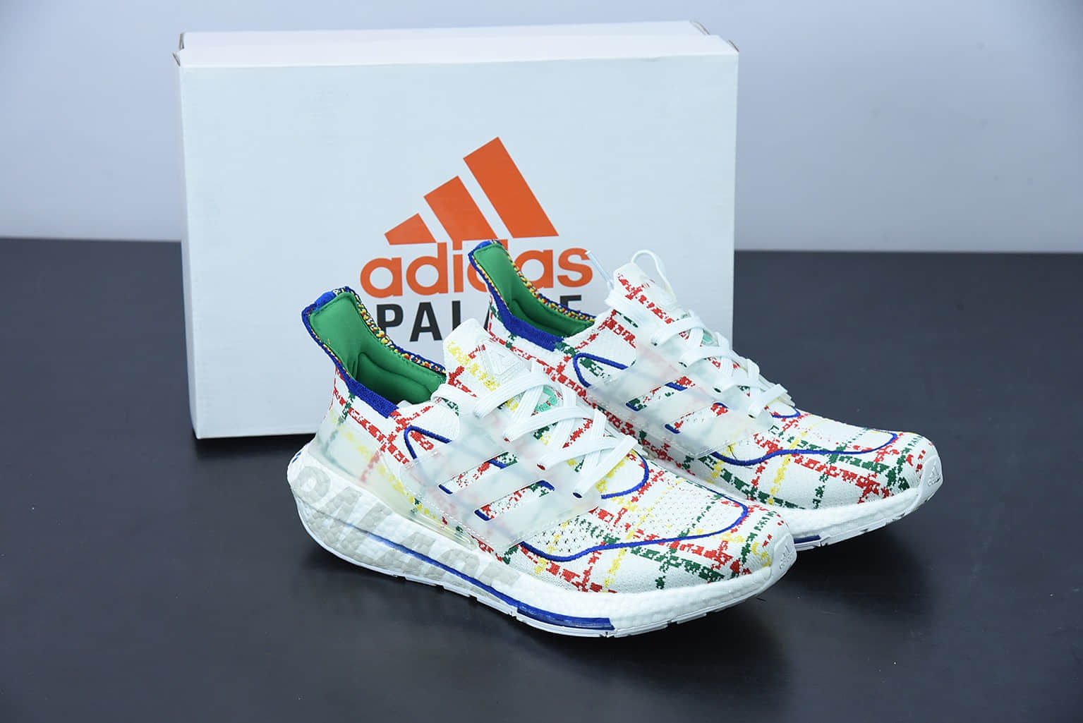 阿迪达斯 Adidas Palace x AD Ultra Boost ub2021Festive Multicolor 针织白彩袜套式针织鞋面休闲运动慢跑鞋纯原版本 货号：GY5556