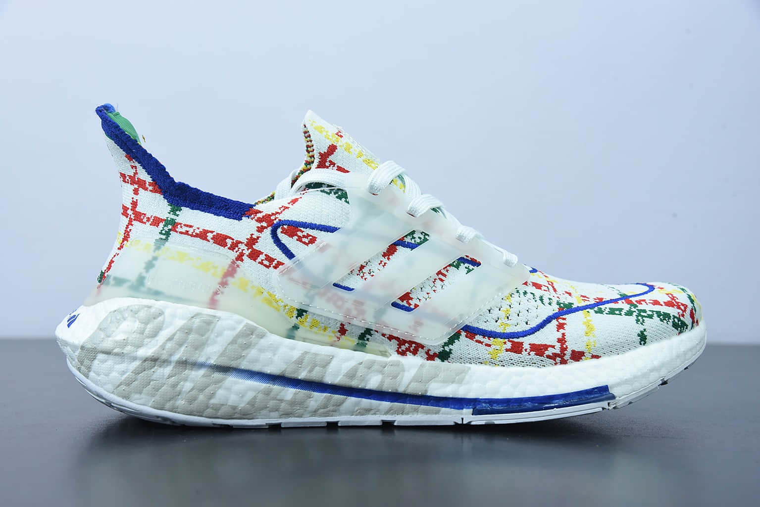 阿迪达斯 Adidas Palace x AD Ultra Boost ub2021Festive Multicolor 针织白彩袜套式针织鞋面休闲运动慢跑鞋纯原版本 货号：GY5556