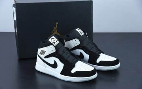 乔丹 Air Jordan 1 Mid Diamond Shorts AJ1珠光白黑熊猫中帮休闲板鞋纯原版本 货号：DH6933-100