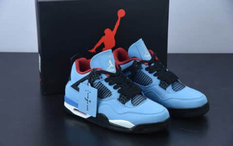 乔丹Travis Scott x Air Jordan 4 Retro 蓝麂皮AJ4联名款篮球鞋纯原版本 货号：308497-406