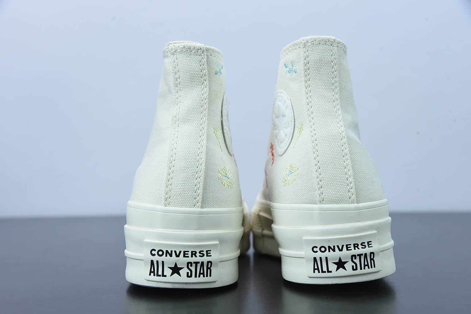 匡威 Converse All Star Lift 厚底刺绣小花春暖花开厚底高帮增高鞋纯原版本 货号： A01586C