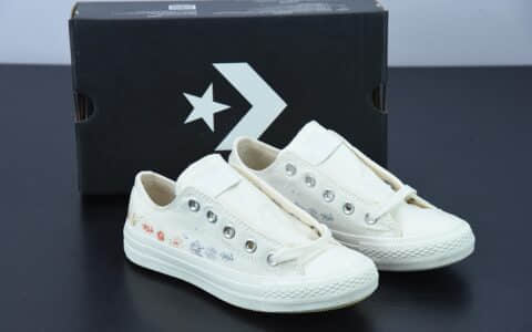 匡威 Converse All Star ox 刺绣小花春暖花开厚底低帮增高鞋纯原版本 货号：A01595C