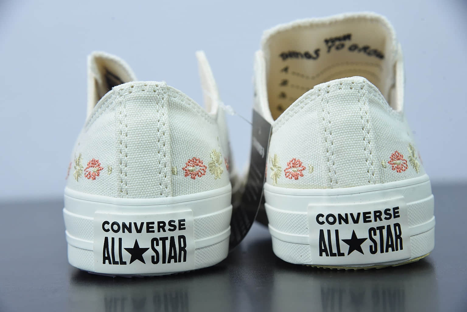 匡威 Converse All Star ox 刺绣小花春暖花开厚底低帮增高鞋纯原版本 货号：A01595C