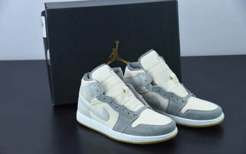 乔丹Air Jordan 1 Mid (GS)中帮奶油白椰奶篮球鞋纯原版本 货号：DN4281-100