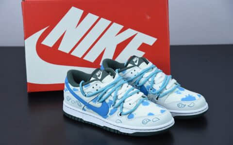 耐克 Nike SB DUNK LOW “Retro”解构闪电风蓝腰果花低帮休闲板鞋纯原版本 货号：DH0957-100