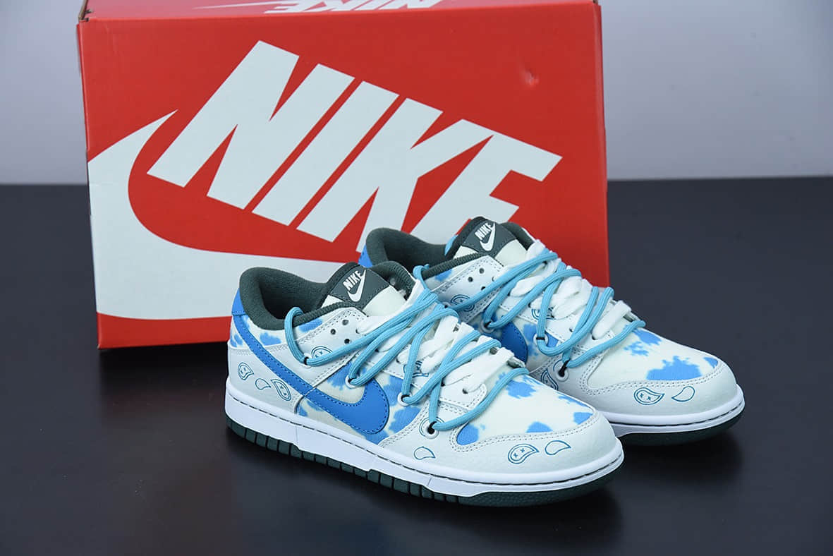 耐克 Nike SB DUNK LOW “Retro”解构闪电风蓝腰果花低帮休闲板鞋纯原版本 货号：DH0957-100