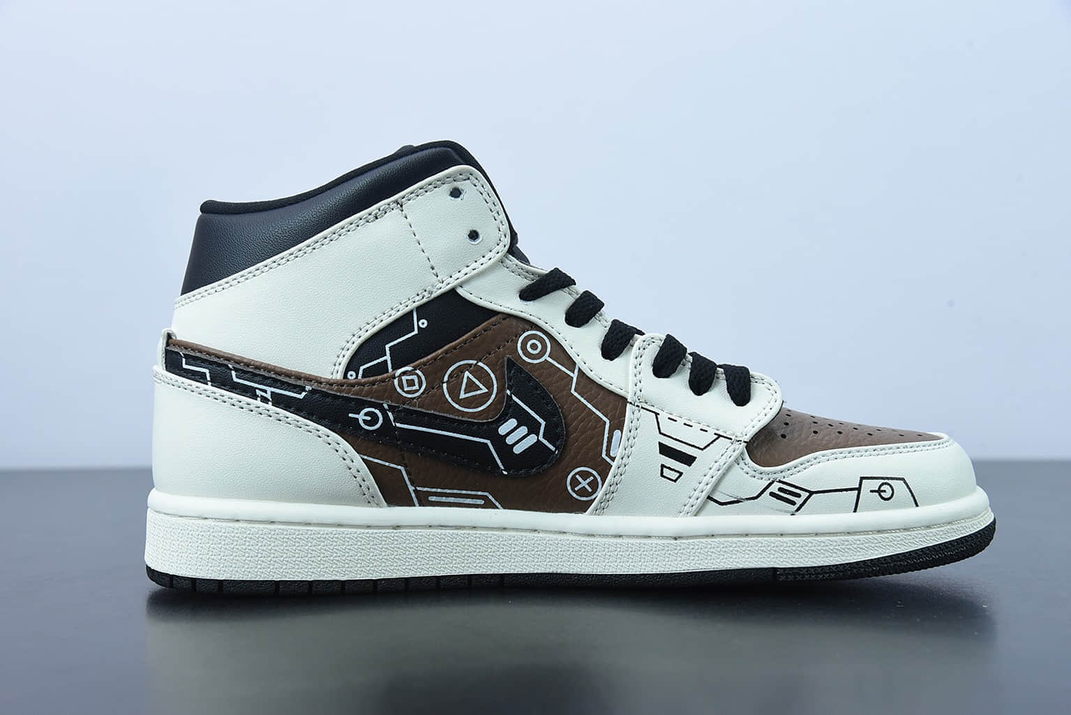 乔丹Air Jordan 1 Mid 中帮摩卡电玩立体按键游戏机 vibe做旧风篮球鞋纯原版本 货号：554724-170
