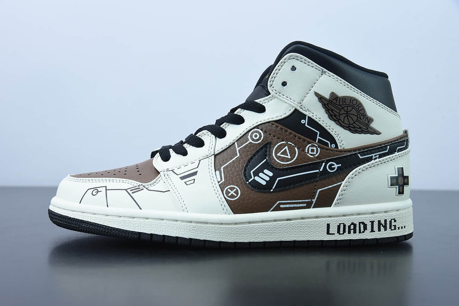 乔丹Air Jordan 1 Mid 中帮摩卡电玩立体按键游戏机 vibe做旧风篮球鞋纯原版本 货号：554724-170