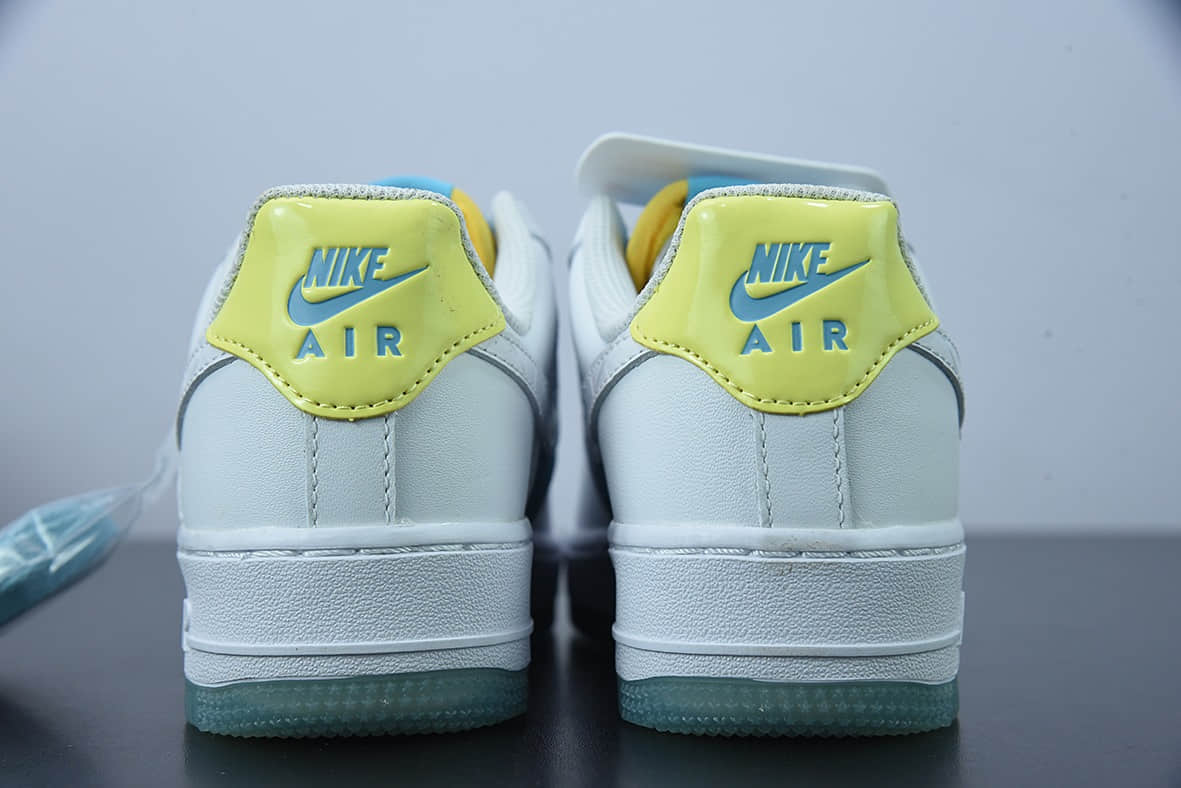 耐克Nike FTC Skateboarding x NK Air Force 1 07 LV8LAGOON PULSE空军一号菱格白银冰蓝经典低帮百搭休闲运动板鞋纯原版本 货号：AA7687-400