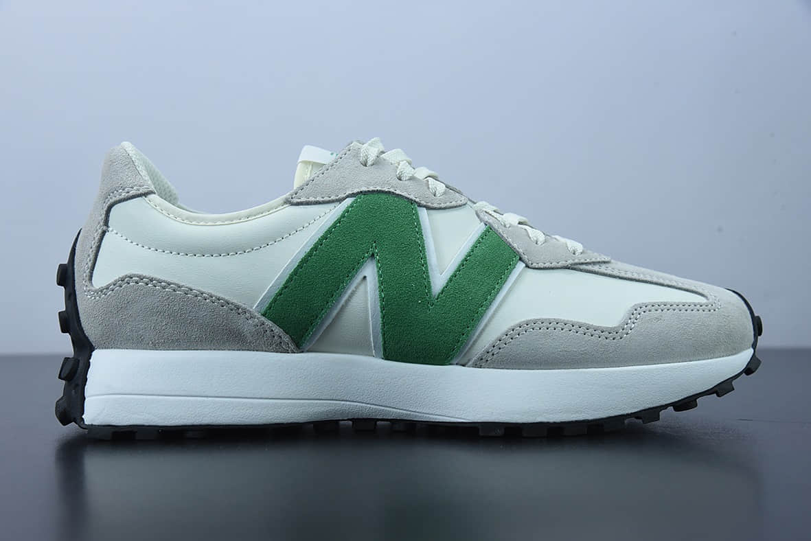 新百伦New Balance MS327系列皮革米白浅灰草绿低帮复古休闲运动慢跑鞋纯原版本 货号：WS327LG