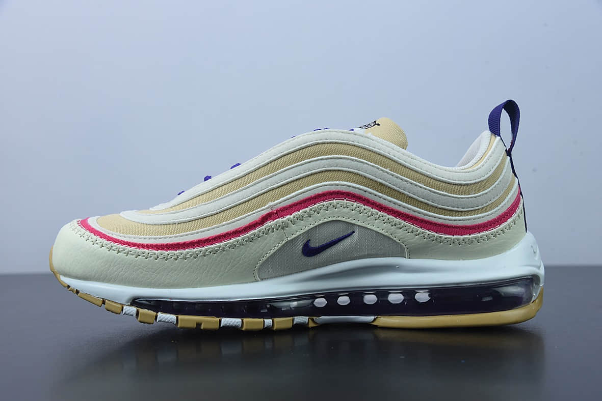 耐克 Nike Air Max 97 Air Sprung Iron Grey 米紫刺绣子弹气垫运动跑步鞋纯原版本 货号：DH4759-200