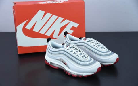 耐克 Nike Air Max 97WhiteGreyRed白黑灰红复古气垫百搭休闲运动慢跑鞋纯原版本 货号：DM0027-100