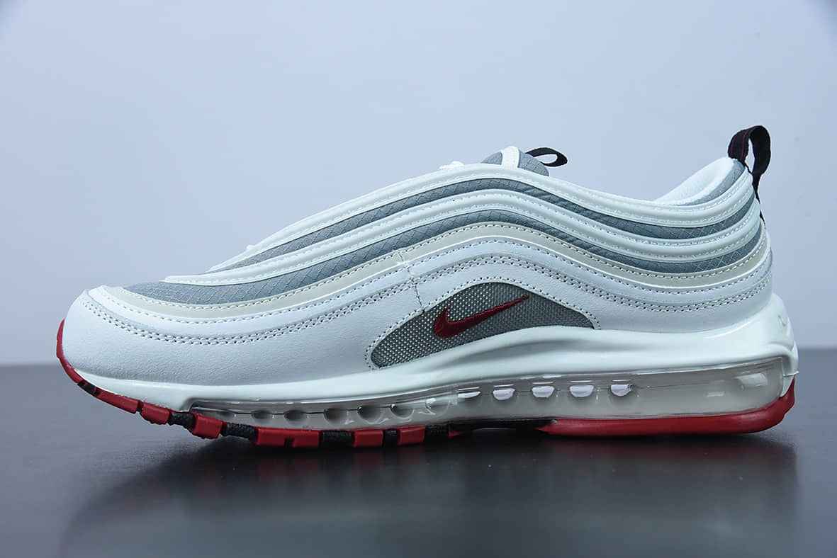 耐克 Nike Air Max 97WhiteGreyRed白黑灰红复古气垫百搭休闲运动慢跑鞋纯原版本 货号：DM0027-100