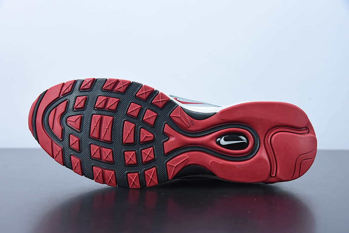 耐克 Nike Air Max 97WhiteGreyRed白黑灰红复古气垫百搭休闲运动慢跑鞋纯原版本 货号：DM0027-100