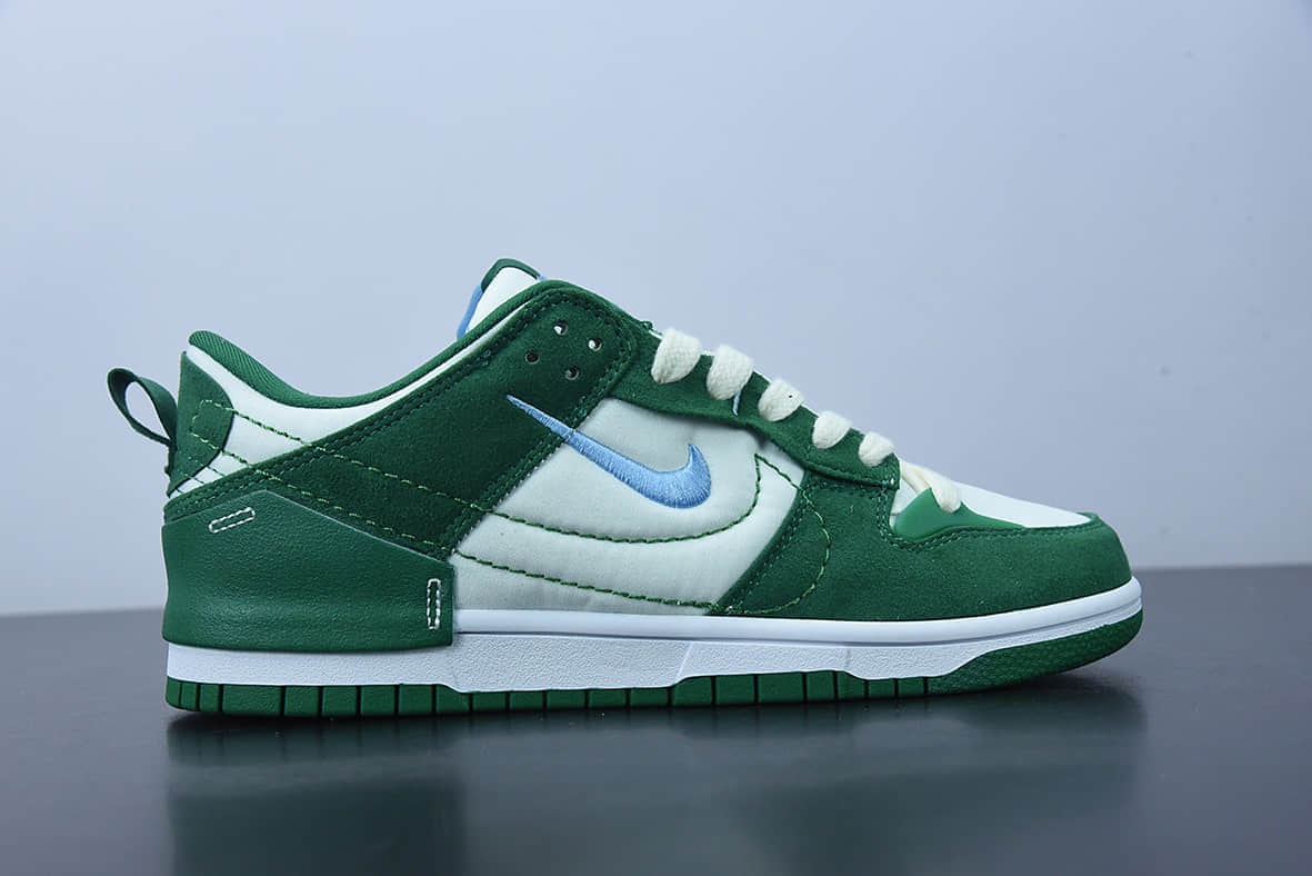 耐克 Nike Wmns Dunk Low Disrupt 2Malachite解构绿孔雀米白蓝双钩轻量扣篮破坏二代系列全新解构风滑板板鞋纯原版本 货号：DH4402-001