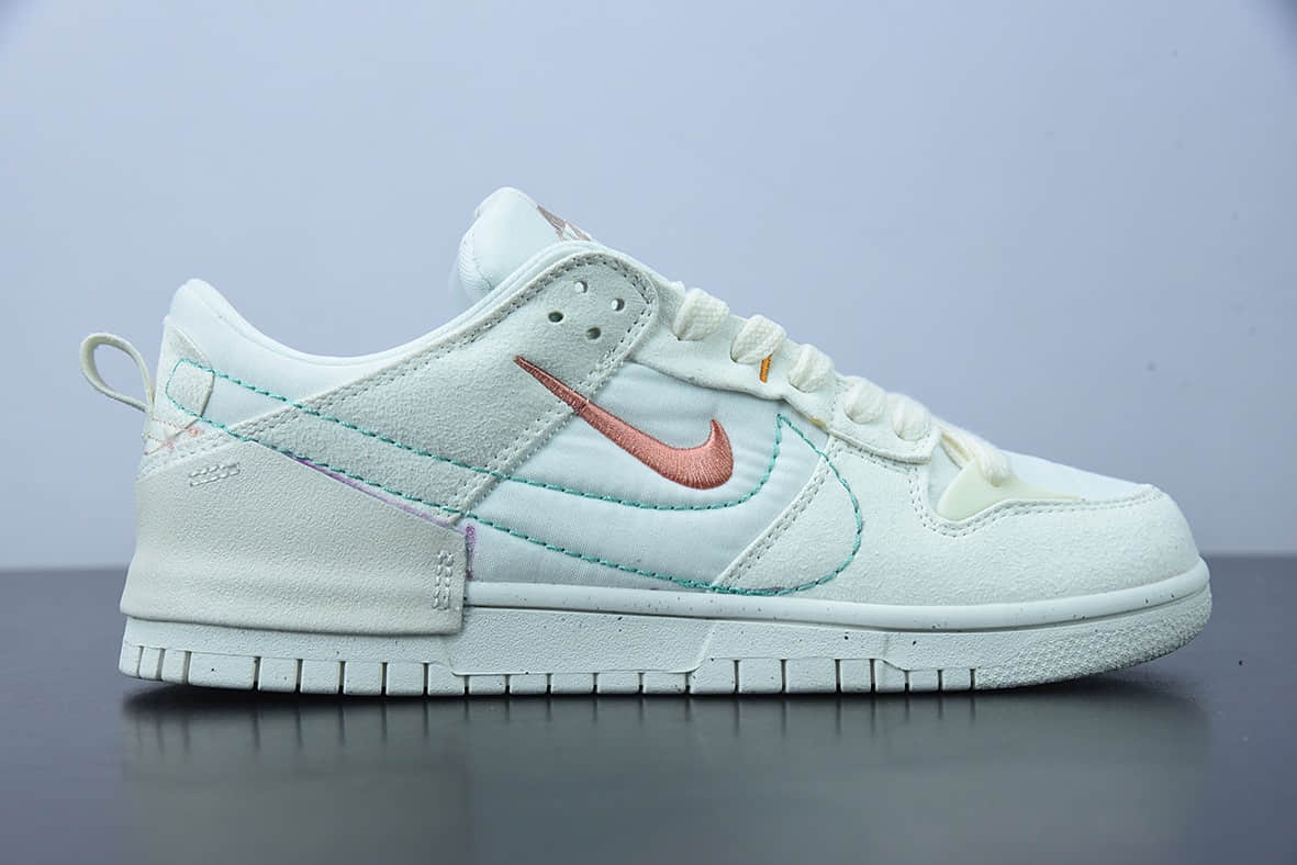 耐克 Nike Wmns Dunk Low Disrupt 2Pale Ivory解构米白粉双钩轻量扣篮破坏二代系列全新解构风滑板板鞋纯原版本 货号：DH4402-100