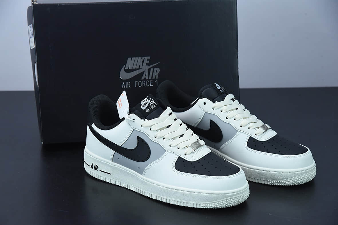 耐克 Nike Air Force 1 Low '07 “米黑灰拼接”低帮空军一号休闲板鞋纯原版本 货号：RS2696-112