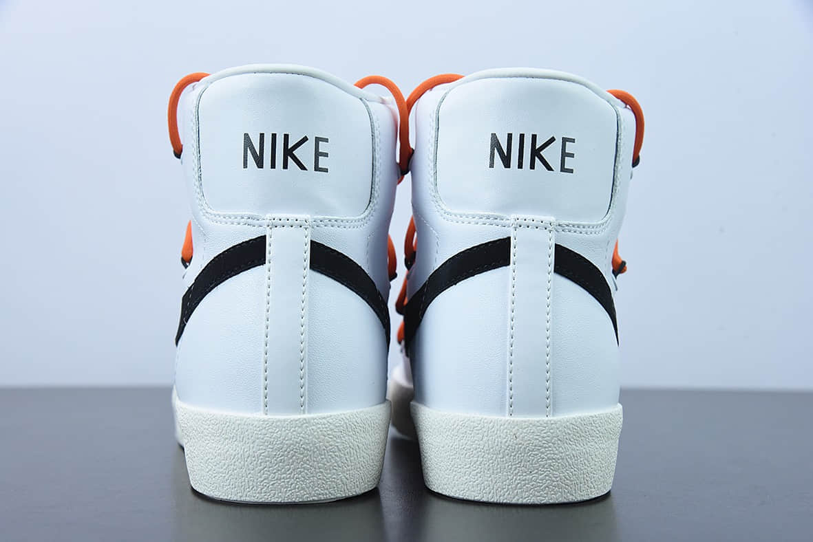 耐克Nike BlazerMid'1977 VintageWhiteBlackGreyOrange 经典开拓者黑白高帮解构板鞋纯原版本 货号：BQ6806-100