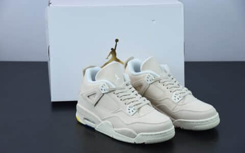 乔丹 Air Jordan 4 RetroCanvas AJ4代“米白帆布复古休闲运动文化篮球鞋纯原版本 货号：DQ4909-100