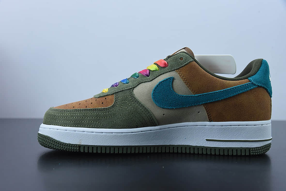 耐克 Nike Air Force 1 棕绿拼色丑小鸭空军一号低帮休闲板鞋纯原版本 货号：DO5215-331