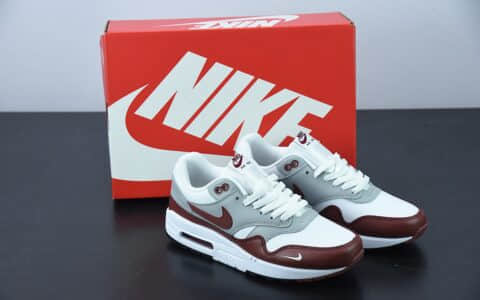 耐克Nike Air Max 1 Premium Spiral Sage 灰白酒红半掌气垫复古跑步鞋纯原版本 货号：DB5074-101