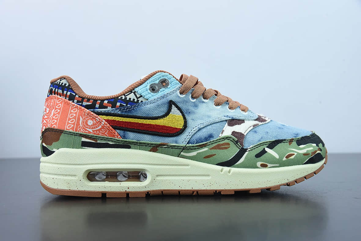 耐克Nike Concepts x NK Air Max 1 波士顿潮店联名虎纹迷彩半掌气垫跑鞋纯原版本 货号：DN1803-900