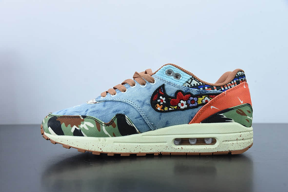 耐克Nike Concepts x NK Air Max 1 波士顿潮店联名虎纹迷彩半掌气垫跑鞋纯原版本 货号：DN1803-900