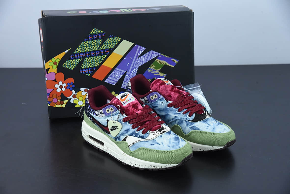 耐克 Nike Concepts x Nk Air Max 1 SP联名款绿蓝红半掌气垫复古跑步鞋纯原版本 货号：DN1803-300