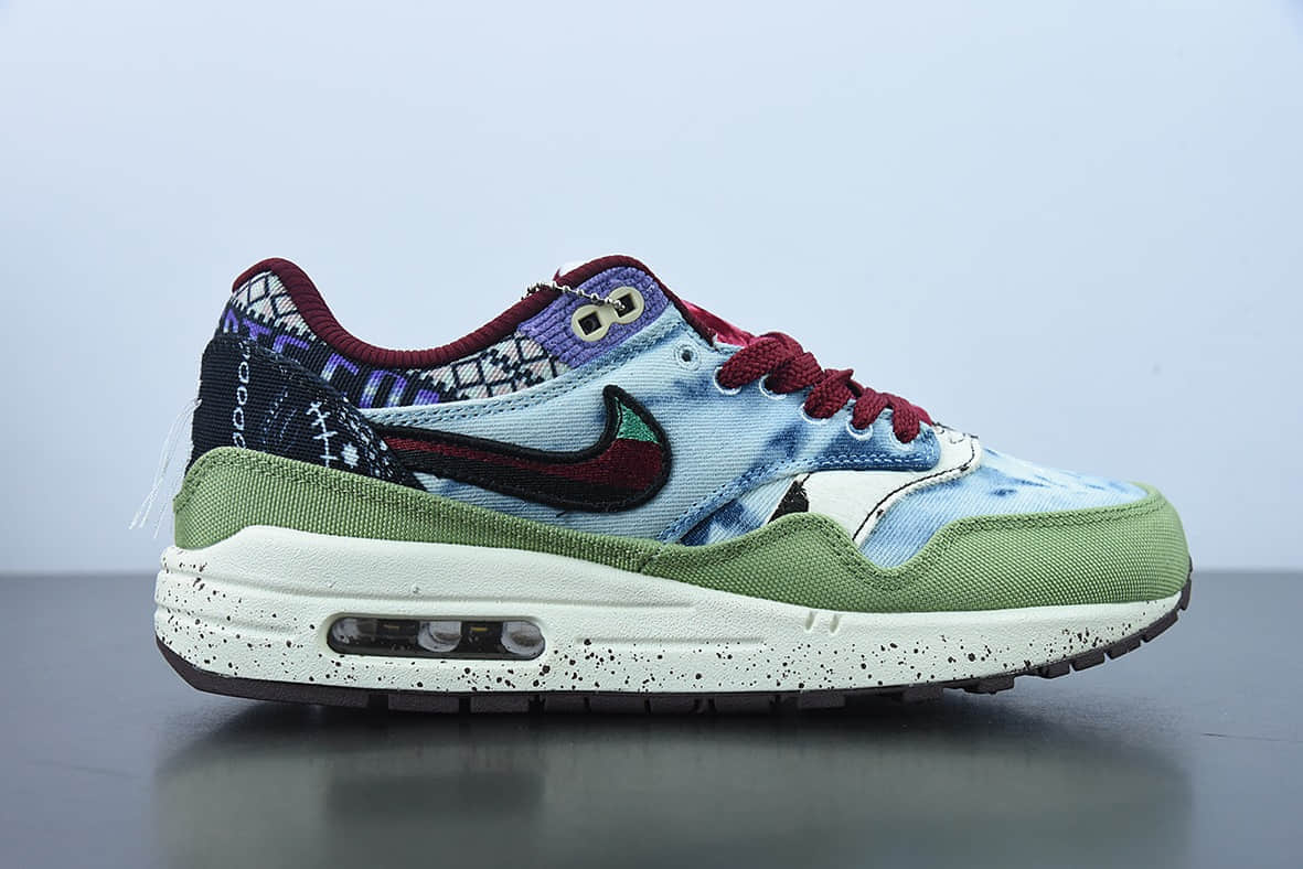 耐克 Nike Concepts x Nk Air Max 1 SP联名款绿蓝红半掌气垫复古跑步鞋纯原版本 货号：DN1803-300