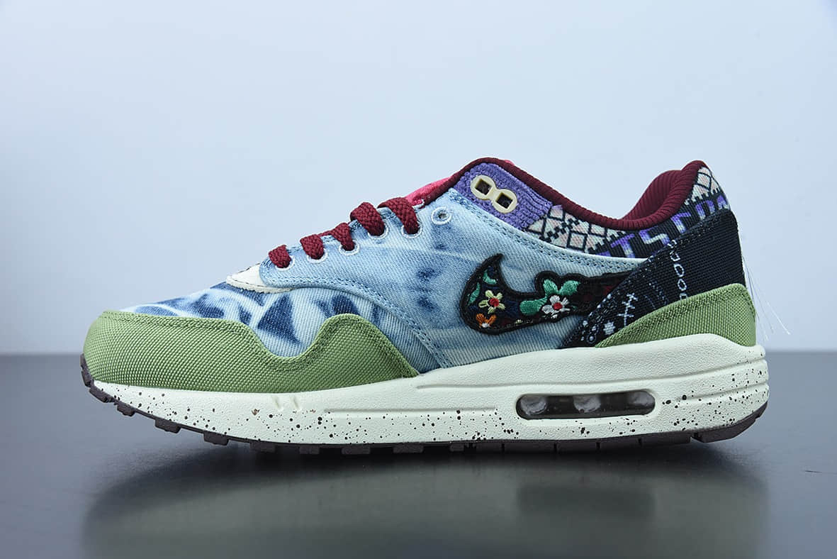 耐克 Nike Concepts x Nk Air Max 1 SP联名款绿蓝红半掌气垫复古跑步鞋纯原版本 货号：DN1803-300