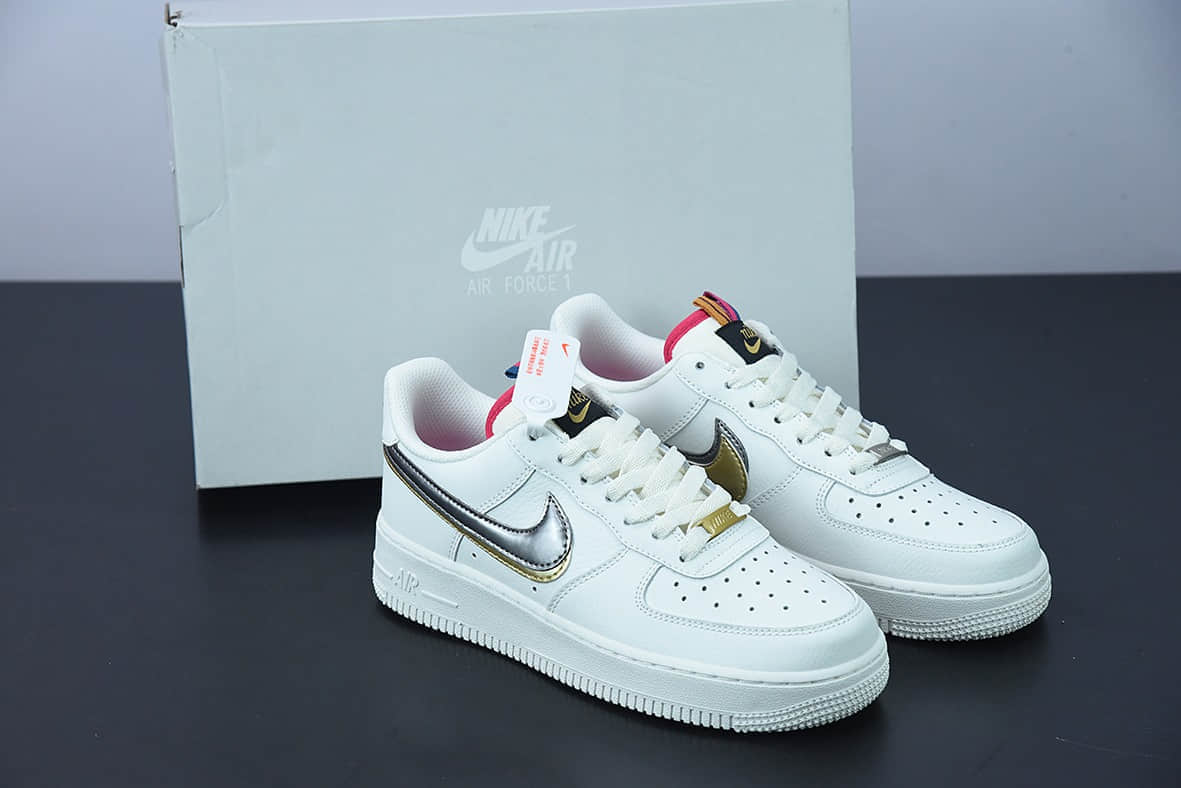 耐克 Nike Air Force 1 “Double Swoosh” 灰金双钩空军一号百搭运动板鞋纯原版本 货号：DH9595-001