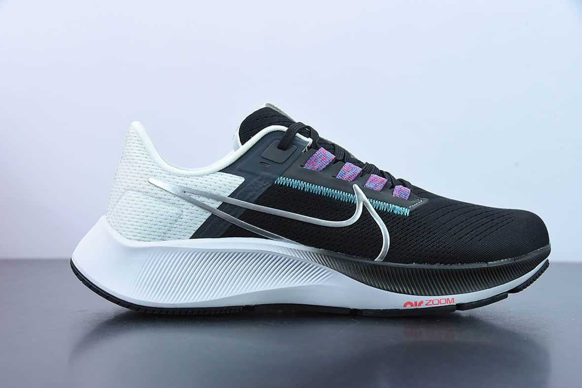 耐克Nike Air Zoom Pegasus 38针织透气黑白粉蓝轻便缓震跑步鞋纯原版本 货号：CW7356-003