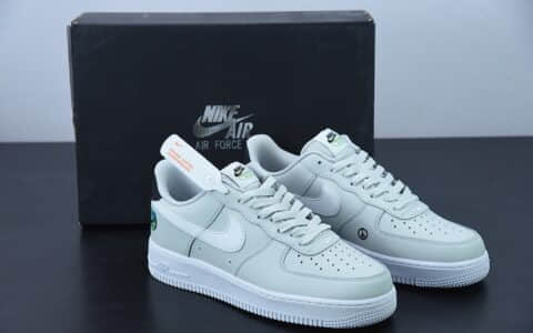 耐克Nike Air Force 1 AF1 空军一号灰白地球笑脸印花低帮休闲板鞋纯原版本 货号：DM0118-001