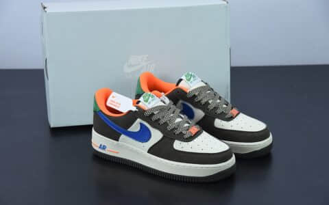 耐克Nike Air Force 1 AF1 空军一号白棕蓝橙摩卡拼色低帮休闲板鞋纯原版本 货号：DH7568-001