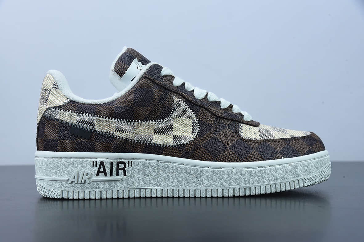 耐克 Nike Louis Vuitton x Nk Air Force 1'07 LV8 LowDamier AzurBrownLV Monogram 空军一号LV联名款老花经典配色低帮板鞋纯原版本 货号：LK0235