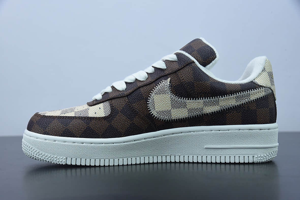 耐克 Nike Louis Vuitton x Nk Air Force 1'07 LV8 LowDamier AzurBrownLV Monogram 空军一号LV联名款老花经典配色低帮板鞋纯原版本 货号：LK0235