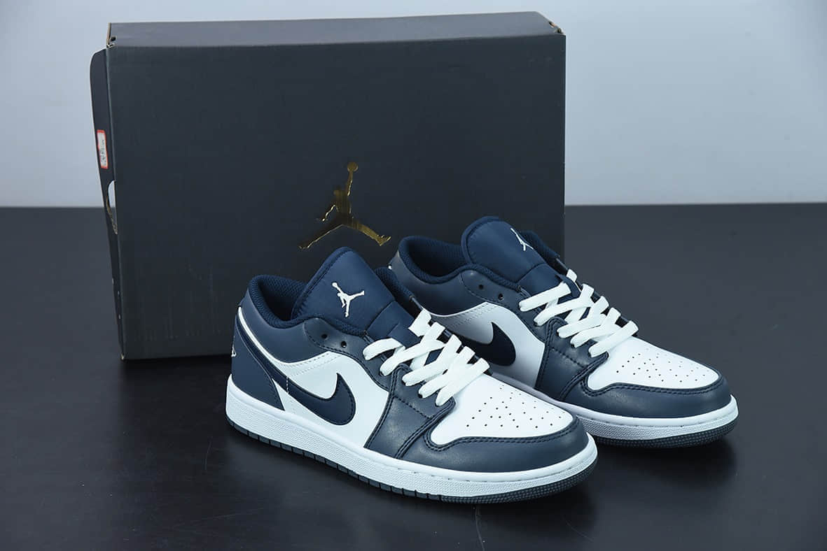 乔丹Air Jordan 1 Low AJ1 乔丹1代海军蓝低帮滑板鞋纯原版本 货号：553558-414