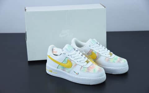 耐克Nike Air Force 1'07 Low 扎染刺绣黄勾空军一号低帮休闲板鞋纯原版本 货号：CH3512-002