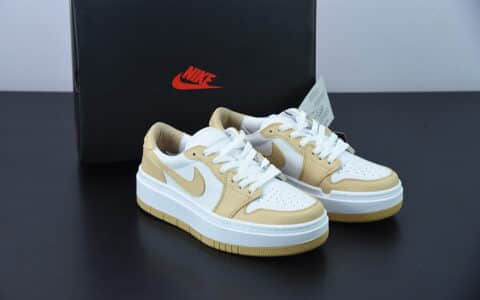 乔丹Air Jordan 1 Elevate Low SE Wolf Grey AJ1厚底白杏配色复古篮球鞋纯原版本 货号：DH7004-102